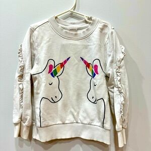 Girls Hanna Andersson unicorn sweatshirt with ruffles - 5T